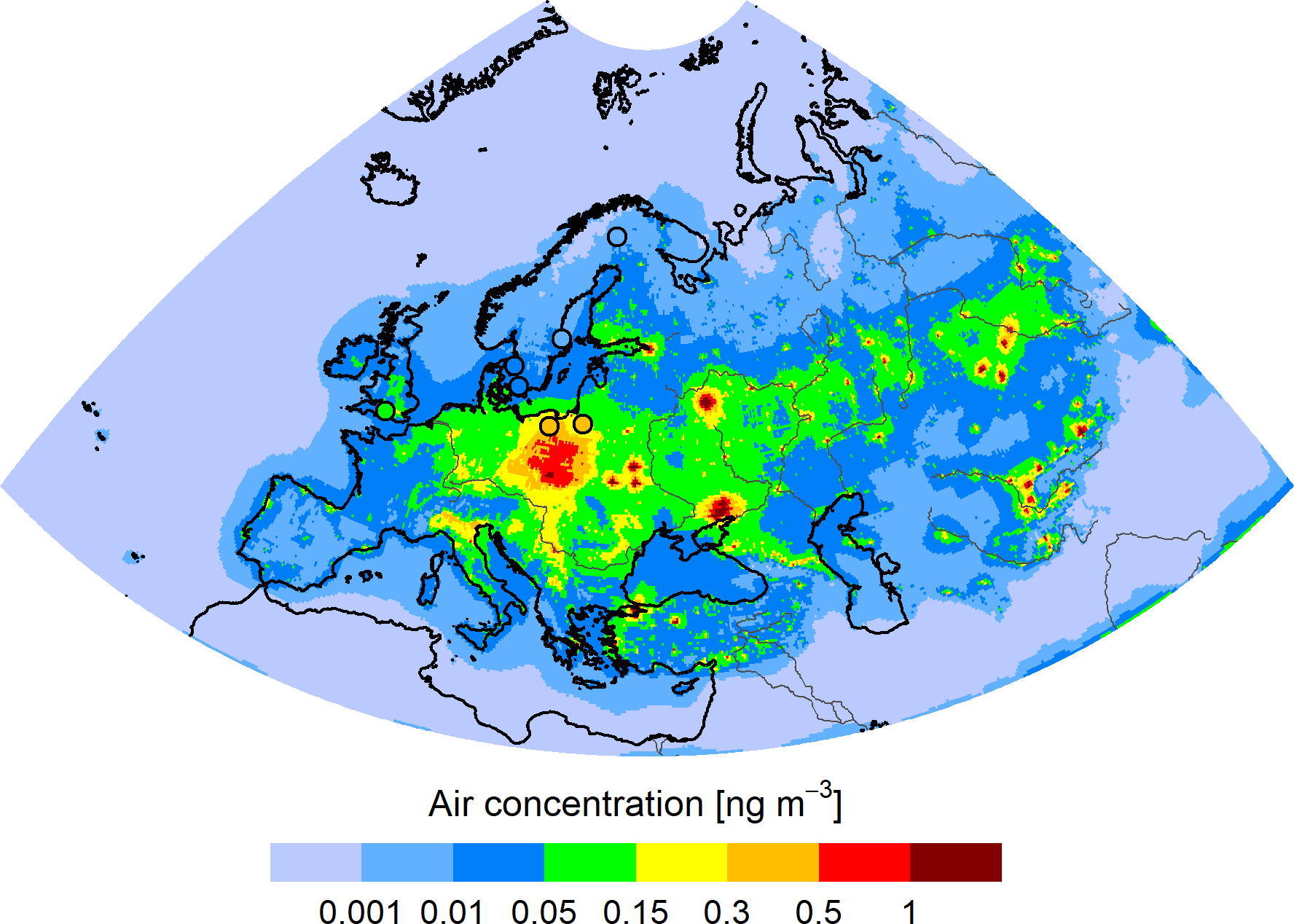 B(k)F concentration in the EMEP region