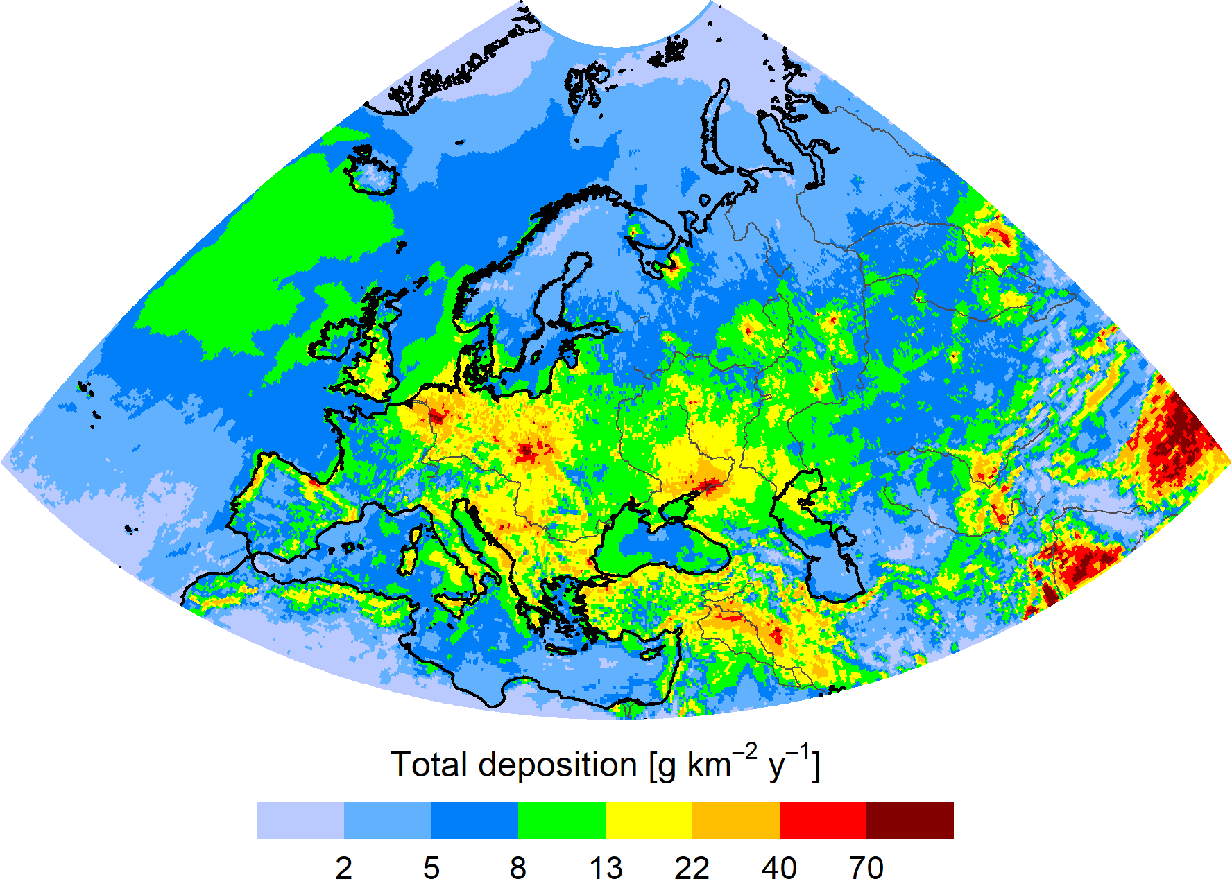 Cd deposition in the EMEP region
