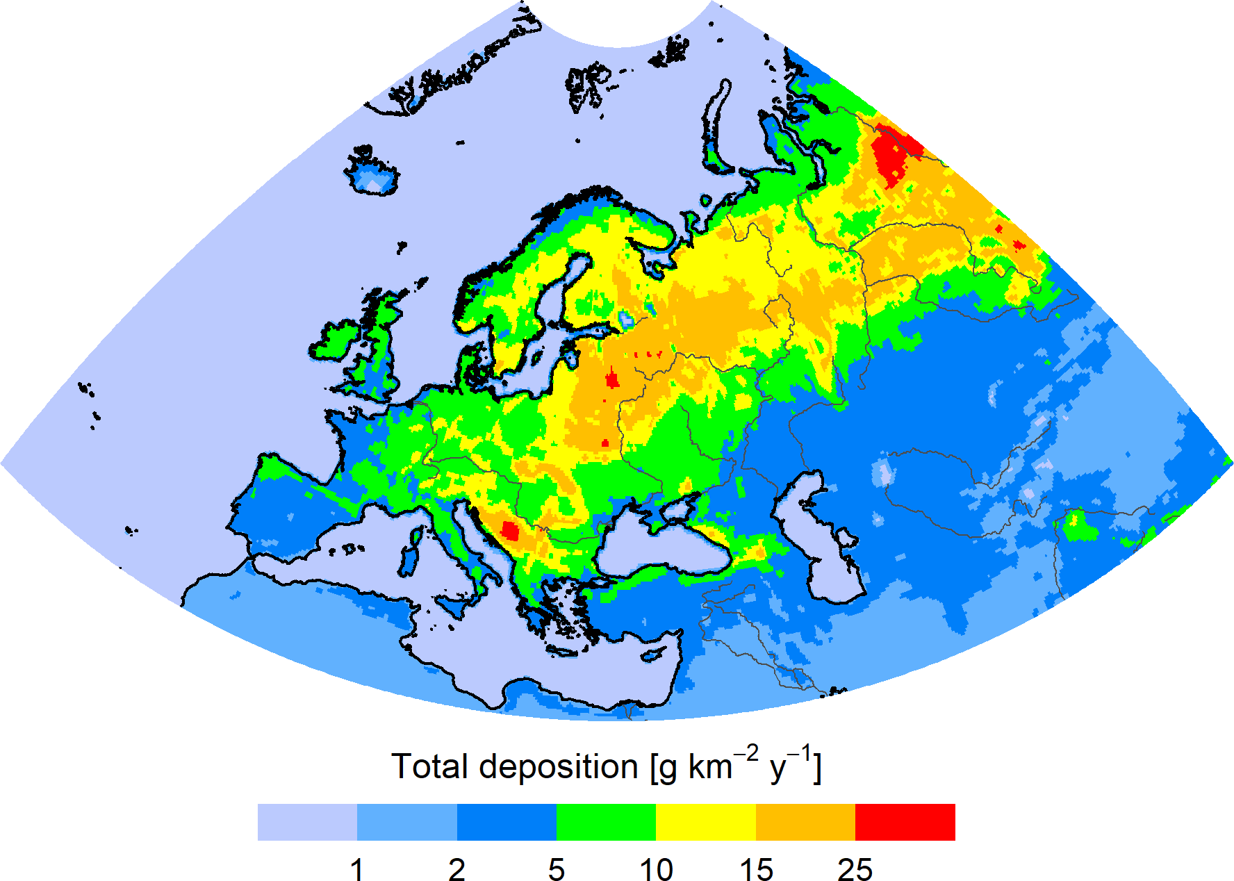 HCB deposition in the EMEP region