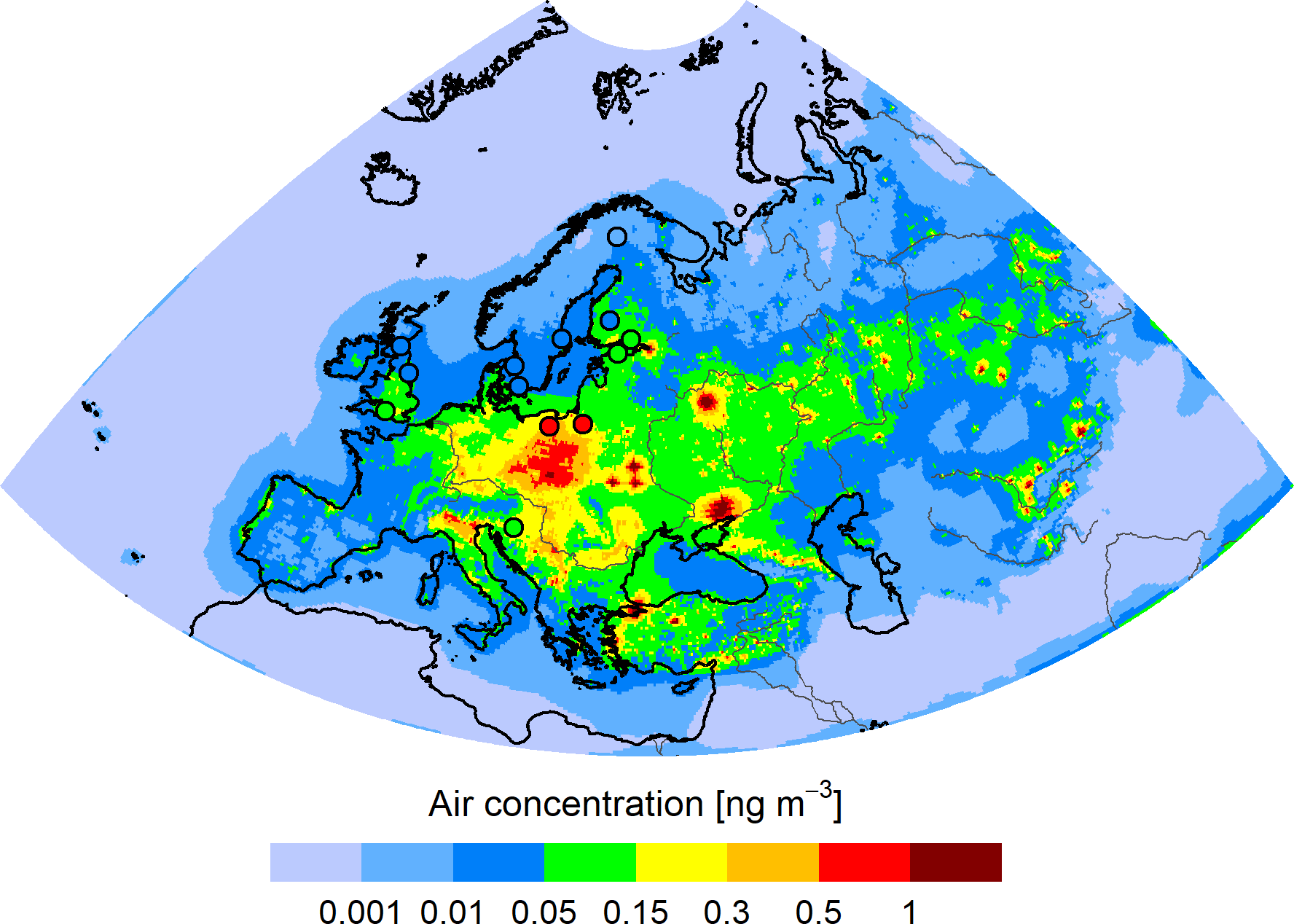 IP concentration in the EMEP region