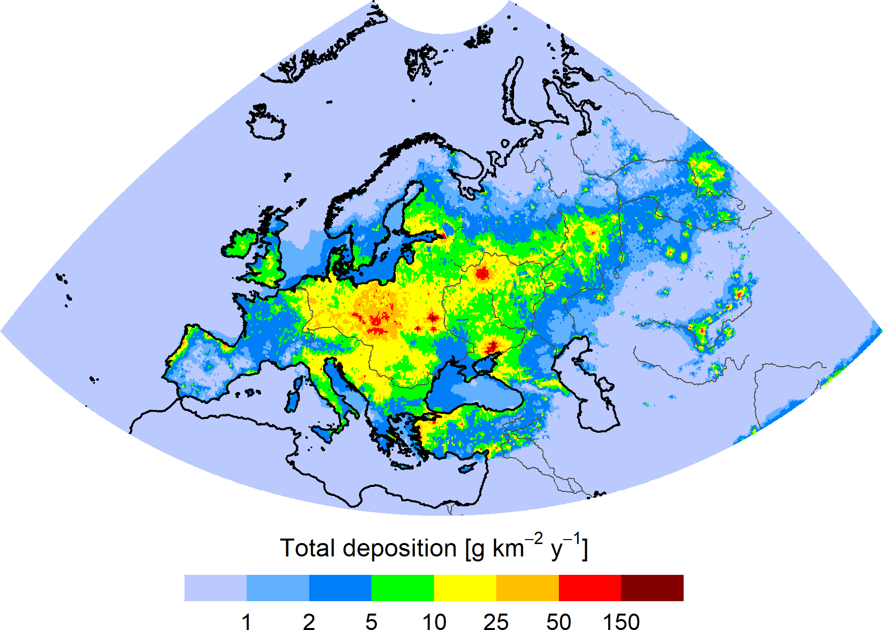 IP deposition in the EMEP region