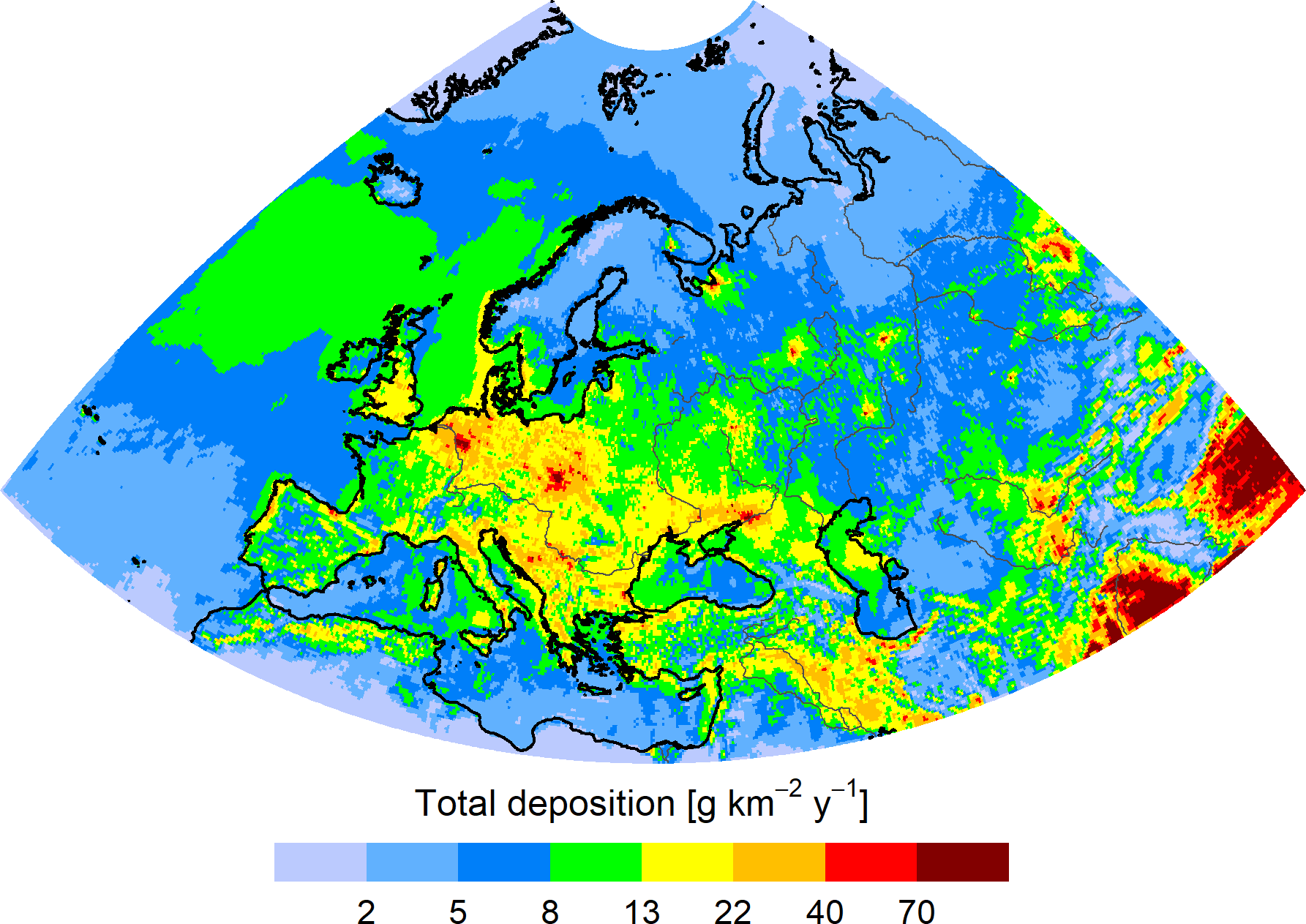 Cd deposition in the EMEP region